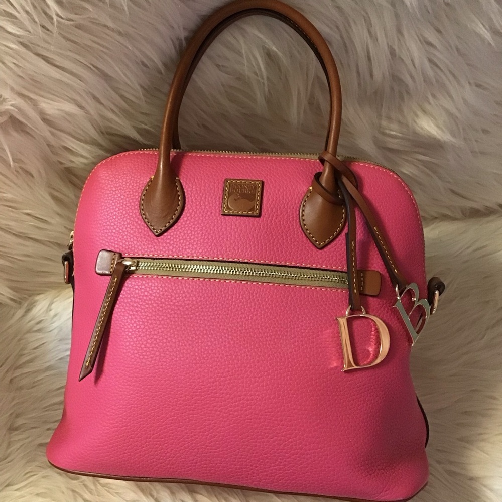 Dooney & Bourke Lrg domed satchel hot pink pebble leather bag